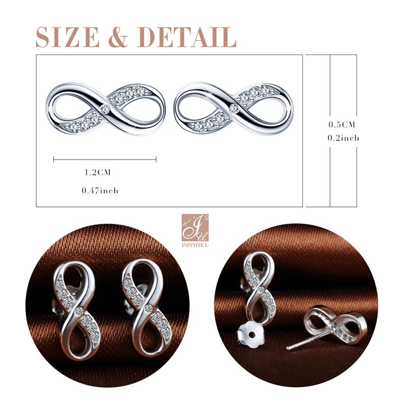 Infinite U Women's Earrings 925 Sterling Silver Infinity Symbol Stud Ear Jackets Earings for Women - Image 1